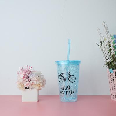 China Promotional Wholesale Viable Eco Reusable Friendlyfitness Customize 16Oz Plastic Water Cup With Straw for sale