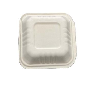 China 6 Inch Biodegradable Hamburger Box Eco-friendly Disposable Lunch Box Biodegradable Sugar Cane Pulp Takeout Packing Box for sale