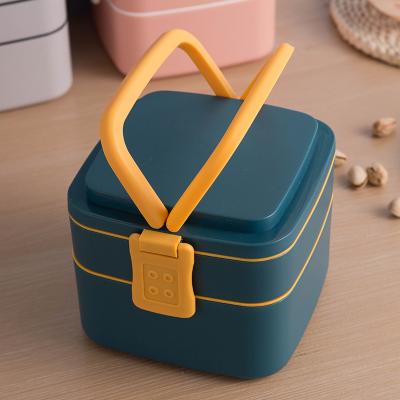 China Recycled Materials Refrigerated Small Meal Compartment Microwave Food Prep Bento Plastic Lunch Box For Kids Leak Proof With Spoon Design for sale