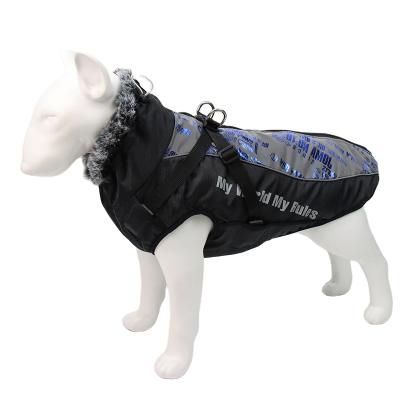 China Sustainable Waterproof Oxford Cloth Dog Jacket With Warm Fur Collar For Large Dogs Pet Luxury Clothes for sale