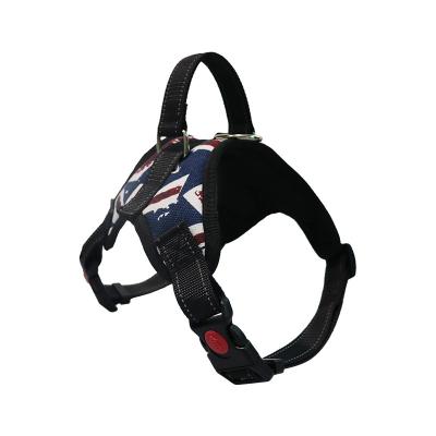 China Custom 2021 Reflective Adjustable Soft Padded Pet Vest Service Dog Harness With Easy Control Handle for sale