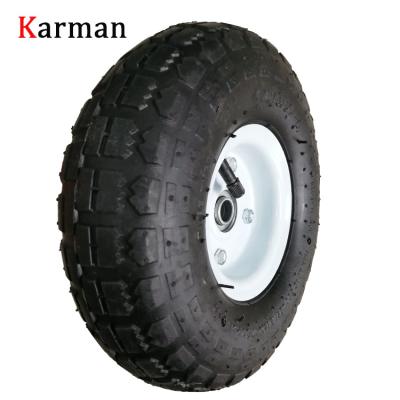 China Construction Material Shops 10 Inch Small Pneumatic Rubber Wheels 4.10/3.50-4 With Steel Rim For Hand Truck Wheelbarrow for sale