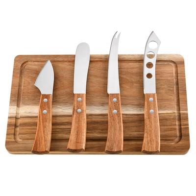 China Sustainable Cheese Cutting Board With Wooden Cheese Knife Set Board Cheese Knife Set for sale