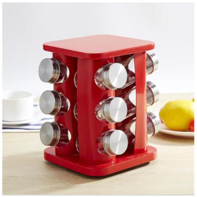 China Stainless Steel Glass Bottle Sustainable Salt Pepper Storage Spun Spice Jar Rack for sale