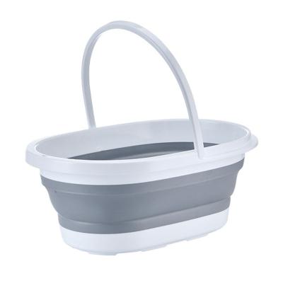 China Sustainable Collapsible Oval Water Bucket Silicon Water Bucket Collapse With Single Handle for sale