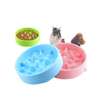 China Wholesale Viable Non-Slip Plastic Cat Water Food Bowl Dish With Rubber Base Colorful Durable Dog Pet Food Feeder for sale