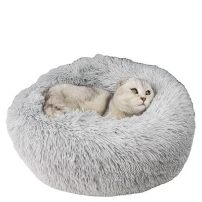 China Viable Original Fluffy Round Dog Faux Fur Shag Mat Bed Animal Pet Beds & Accessories Cat Cozy Cuddler Calming Donut for sale