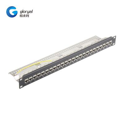 China patch panel ftp 24 port blank with 24 pcs 19 inch 1U trapezoidal cat6a jacks for sale