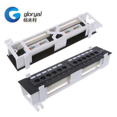 China 12 10 Inch Port CAT5E Or Cat.6 RJ45 Wiring Patch Panel Networking Wall Mount Rack Mount Bracket for sale