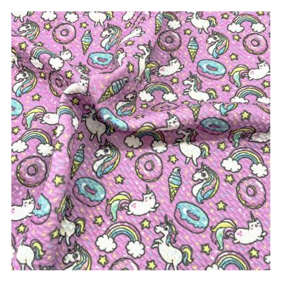 Cina Blended Polyester Spandex Fabric Bubble Cloth Digital Print Bow Pattern Printed in vendita