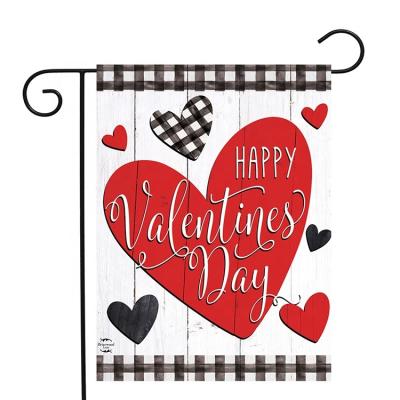 China Healthcare Institutes Wholesale Valentine Garden Flag Plaid Double Sided Valentine's Day Polyester Printing Blank Sublimation Promotion Banner for sale