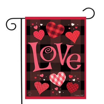 China Health Care Institutes Polyester Holiday High Quality Double Sided Decoration Sublimation Custom Hearts Of Love Valentine's Day Garden Flags for sale