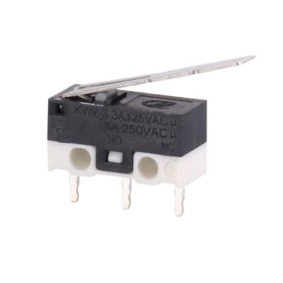 China Long Lever Wide Limit Switch Snap Action Mouse Microswitch For PCB KW2-3-18P-30-5 for sale