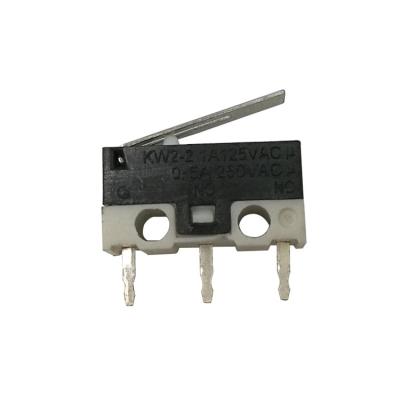 China Micro Submini lever pcb terminal 1a 125vac 25t85 mouse switch KW2-2-12P-30-3 for sale