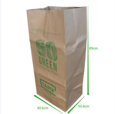 China Customized Recyclable Brown Biodegradable Paper Bags For Leaves Refuse Waste Wast Leaf Lawn Grass Garden Paper Bags for sale