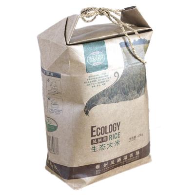 China Recyclable Tea Packaging Paper Bag Handbag Dry Goods Grocery Grain Rice Nut Packaging Bag 2.5kg 5kg Wheat Flour Grains Packing Bags for sale