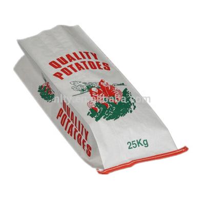 China Recyclable 25 Kg Sewn Bottom Paper Bags For Potatoes Sead Paper Bag for sale