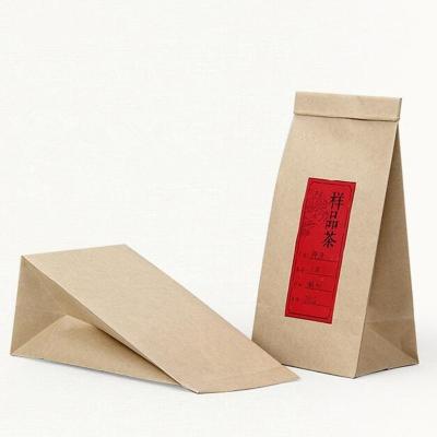 China Recyclable Brown Block Food Grade Paper Bags Bottom Pouch Packaging For Tea for sale