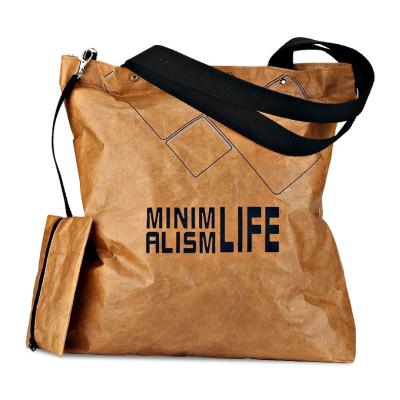 China Recyclable Recycle Brown Washed Kraft Washable Tote Bag for sale