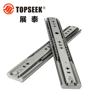 China Heavy Duty Modern Buffer Drawer Slides Full Extension Ball Bearing Rails 3 Fold Telescopic Slide for sale