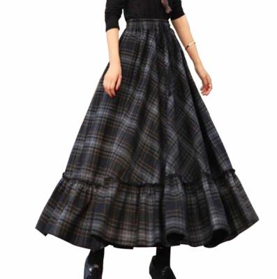 China Hot Selling Washable Women Maxi Dress Spliced ​​With Large Plaid Skirt for sale