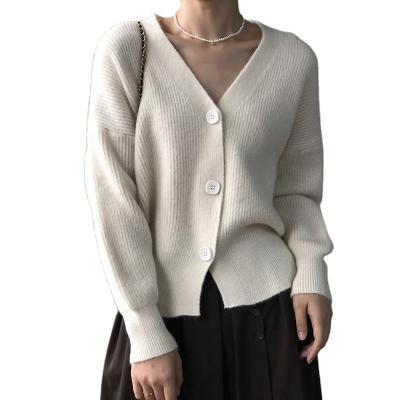 China Autumn Winter Women Anti-pilling Breath Sleeve Loose V-Neckline Knitted Long Cardigan Knitwear Sweater for sale