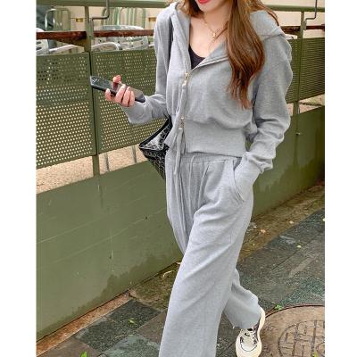 China Anti-pilling 2021 Autumn Winter Clothes For Ladies Causal Comfortable Cotton Thick Hoodie And Jogger Set for sale