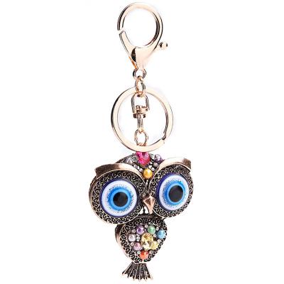 China Fashion Cute Bag Pendant Decorations Combine Metal Birds Key Chain Rhinestone Owl Key Chain for sale