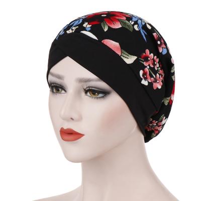 China Multicolor Muslim Muslim Bandanas Head Scarf Women Muslim Head Turban Floral Print Head Wrap Turban for sale