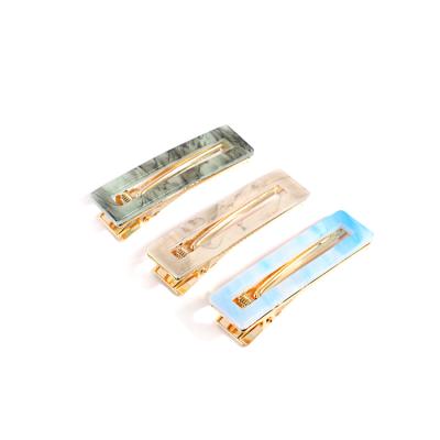 China Whole sale fashionable marbling acrylic hair clips, acetate crocodile hair clips for girls. New INS Hair Rack for sale