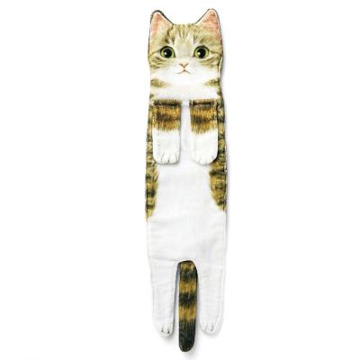 Китай Sustainable Quick-drying Cute Face Bath Absorbent Hair Cat Towel With Cat Hand продается