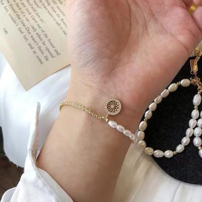 China 2021 casual/sports new design bracelet with woman's pure natural freshwater lady's pearl bracelet pearl bracelet for sale