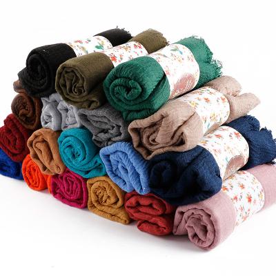 China Conditioner Pure Shawl Towel Sunscreen Cotton Color Muslim Scarf for sale