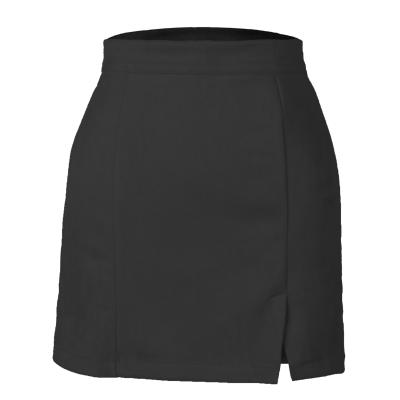 China 2021 Wholesale Breathable Woman Autumn Lady Skirt Hidden Side Zipper Closure Front Seam Split Skirt A Line à venda