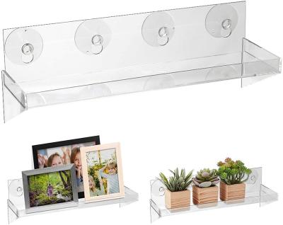 China VONVIK Eco-friendly Custom Creative Clear Window Shelf Veg Ledge Suction Cup Window Plant Acrylic Floating Shelf For Indoor Garden for sale