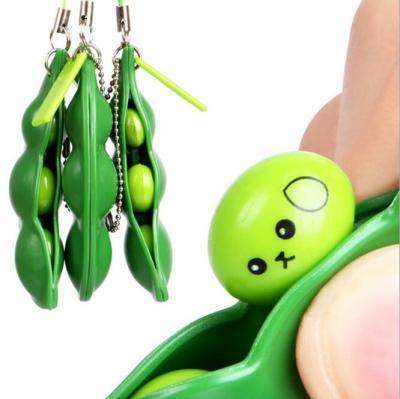 China 2021 New Hot Funny Release Effort Sensory Toy Squeeze Beans Wiggle Toy Beans Keychain for sale