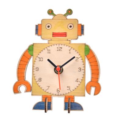 China 3d Puzzle DIY Student Wooden Clock Teaching Demonstration Robot Educational Wooden Custom Clock IQ. for sale