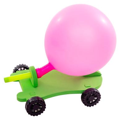 China 2021 New Design Eductional Preschool Toys Car Diy House Science Toys And School Balloon Launcher Powered Car For Children for sale