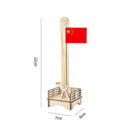 China Eductional Toys Production High Quality Stereo Wooden Creative Flag Technology Toys Assembly Decoration Desktop Craft Lifting Platform for sale