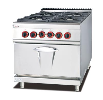 China Traditional Commercial Stainless Steel Kitchen 4 Burner Stove With Electric Oven Gas Cooking Cooking Range for sale