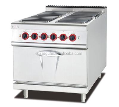 China Hotel Stainless Steel Commercial Use Vertical 4 Burner Hot Plate Electric Stove With Oven for sale