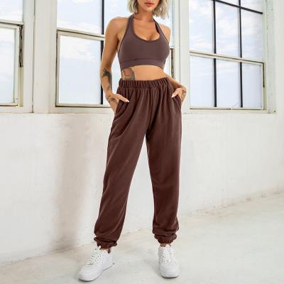 China Custom Logo Antibacterial Breathable Two Piece Sport Casual Sleeveless Crop Top Set Women Fitness Tracksuit Yoga Set for sale