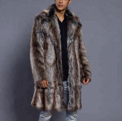 China New Winter Men's Mink Coat Long Print Striped Fur Overcoat Anti-Shrink for sale