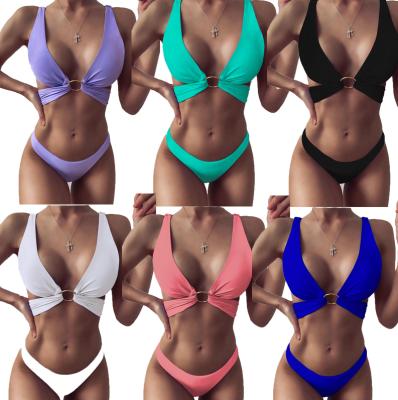 China Custom Anti-UV Private Label Multicolor Thong High Cut Two Piece Swimsuit For Women Swimwear Bikini Beach Wear for sale