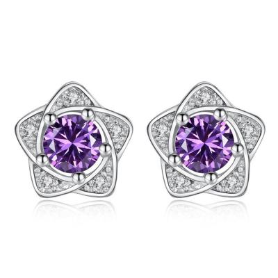 China Cute Hot Sale Flower Shape Austrian Crystal Diamond Stud Earrings For Girls for sale