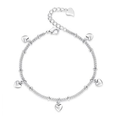 China Designs choker bracelet for women 2019 new fashion silver plated female hand jewelry creative heart with heart printed rhinestone bracelet for sale