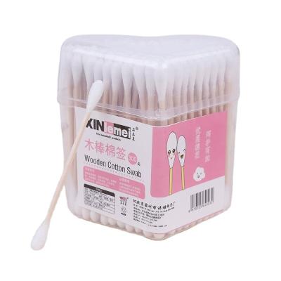 China Disposable double cotton boxed cotton swabs heart-shaped cotton swabs wooden handle cotton swabs for sale