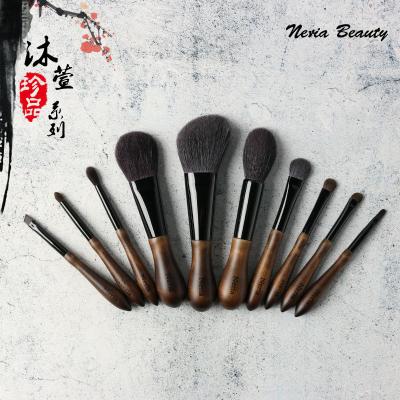 China Angular Blush ELLYA Manufacturer 10 New Makeup Brush Set Ebony Wool Animal Hair Beginner Makeup Set Makeup Tools for sale