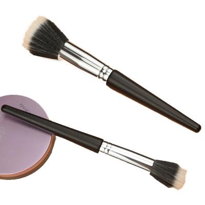 China Angular Blush Flat Head Single Double Blush Pointed Brush Black Wooden Handle Universal Makeup Tool Brush for sale