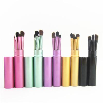 China Aluminum Brush 5 Color Eyeshadow Pony Hair Brush Pony Hair Makeup Brush Eyeshadow Brush Lip Brush Set Smudge 5 Series Bucket Optional Portable for sale